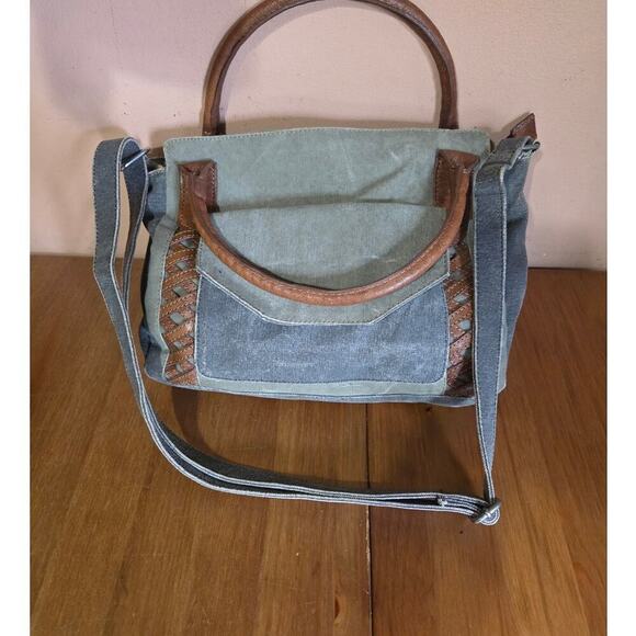 B mona Handbags - B Mona Crossbody Handbag Boho Cotton and Leather Medium Size